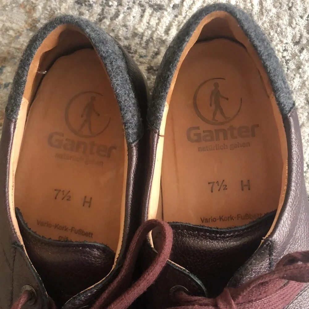 Ganter Shimmery Metallic Wine Genuine Leather Sneakers Lace Up Comfort Shoes